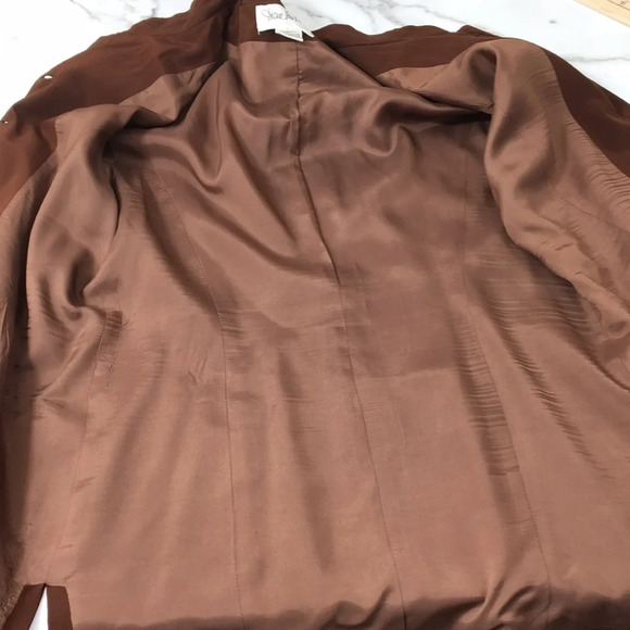 Diane Von Fusternberg Brown Blazer Jacket Womens 10 Embroidered 100% Silk - Picture 5 of 10